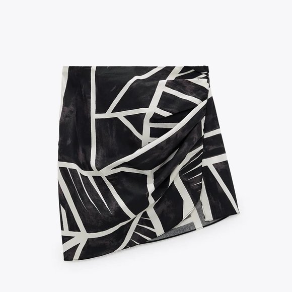 Zara 2 Piece Crop Top + Draped Printed Skirt Co-Ord Set - Picture 12 of 16